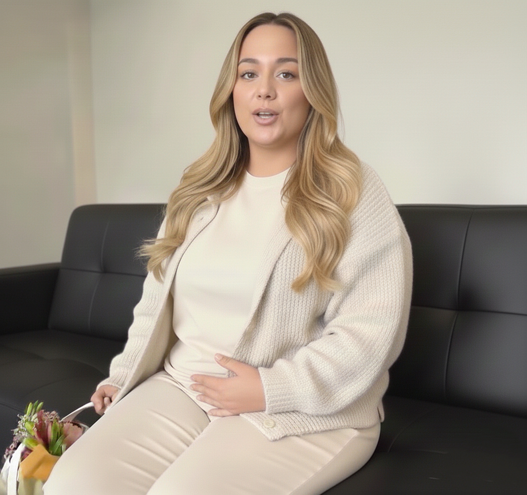 Surrogate mother holding baby