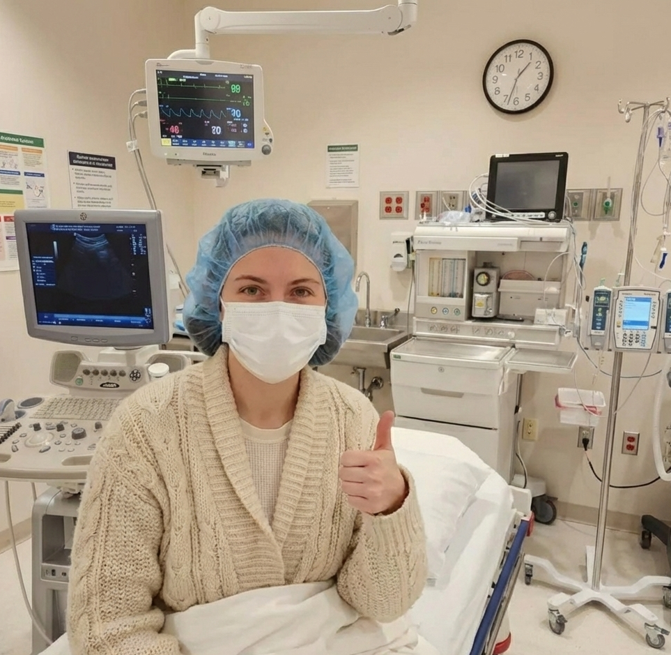 Surrogate mother taking a mirror selfie